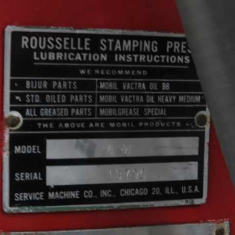 Rousselle 4-W 40 Ton Double Crank Gap Punch Press 3HP 37" x 16-1/2" Bed 220/440V