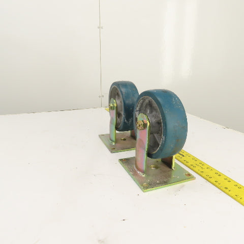 RM 620-1-R 6" x 2" Non-Swivel Hard Rubber Caster Wheel W/ Plate Lot Of 2