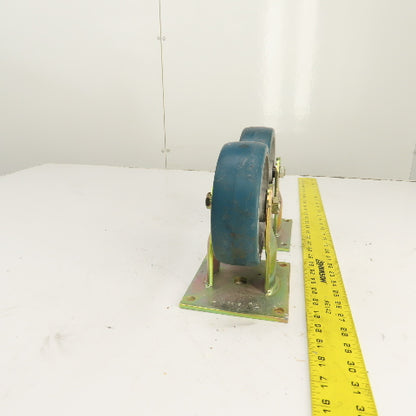 RM 620-1-R 6" x 2" Non-Swivel Hard Rubber Caster Wheel W/ Plate Lot Of 2