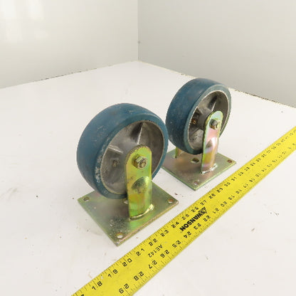 RM 620-1-R 6" x 2" Non-Swivel Hard Rubber Caster Wheel W/ Plate Lot Of 2