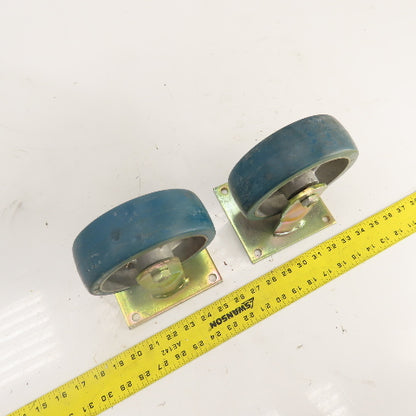 RM 620-1-R 6" x 2" Non-Swivel Hard Rubber Caster Wheel W/ Plate Lot Of 2