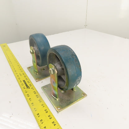 RM 620-1-R 6" x 2" Non-Swivel Hard Rubber Caster Wheel W/ Plate Lot Of 2