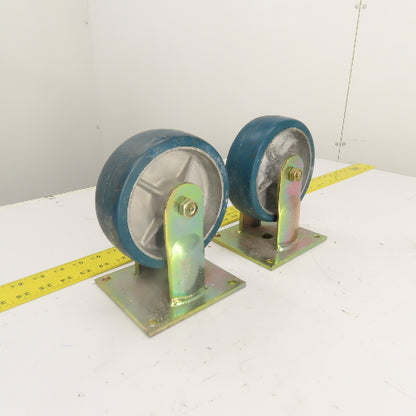 RM 620-1-R 6" x 2" Non-Swivel Hard Rubber Caster Wheel W/ Plate Lot Of 2