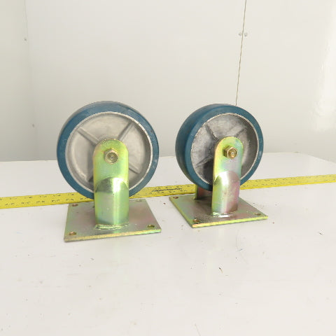 RM 620-1-R 6" x 2" Non-Swivel Hard Rubber Caster Wheel W/ Plate Lot Of 2