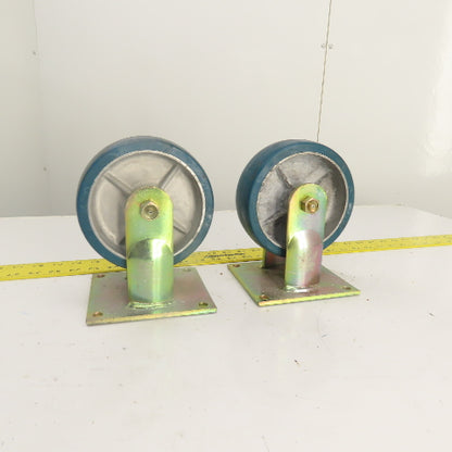 RM 620-1-R 6" x 2" Non-Swivel Hard Rubber Caster Wheel W/ Plate Lot Of 2
