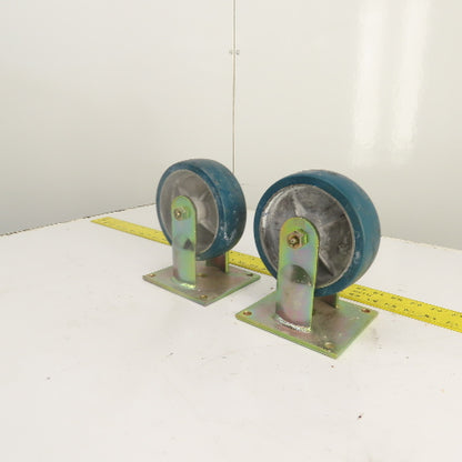 RM 620-1-R 6" x 2" Non-Swivel Hard Rubber Caster Wheel W/ Plate Lot Of 2