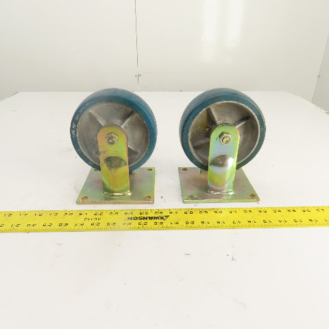 RM 620-1-R 6" x 2" Non-Swivel Hard Rubber Caster Wheel W/ Plate Lot Of 2