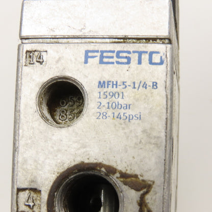 Festo MFH-5-1/4-B 5/2 Position Pneumatic Solenoid Valve 1/4" NPT 24VDC 42VAC
