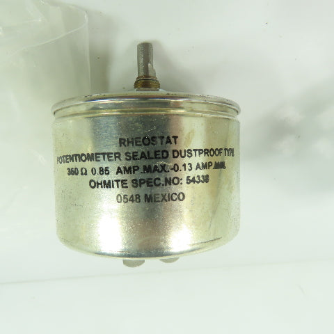 Ohmite 54338-360 Rheostat Potentiometer 0.85A NEW