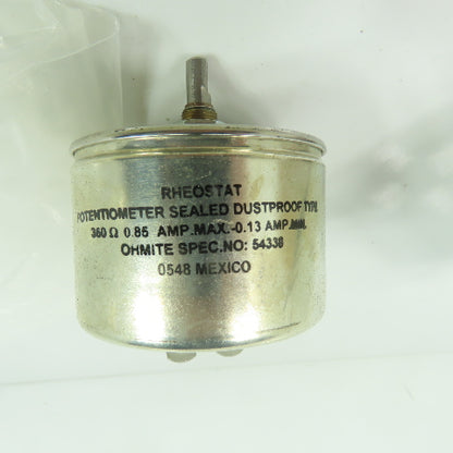 Ohmite 54338-360 Rheostat Potentiometer 0.85A NEW