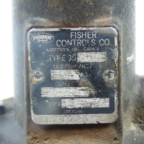 Fisher Type H Flow Control Regulator Valve 25-75PSI 1/2"