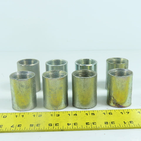 1" x 1" NPT Galvanized Iron Pipe Rigid Conduit Coupling 2" Long Lot Of 8