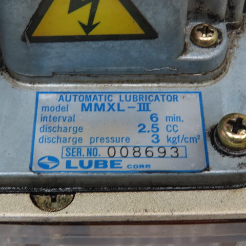 Lube MMXL-III 100VAC Automatic Lubricator Pump 3 Liter Plastic Parts/Repair