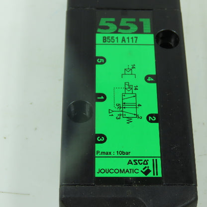 Asco Joucomatic B551 A117 Pneumatic Directional Air Control Valve 10 Bar