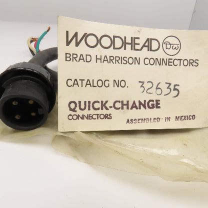 Woodhead 32635 Quick Change Pigtail 14AWG 3 Pole W/ Ground 600V 12A 6'