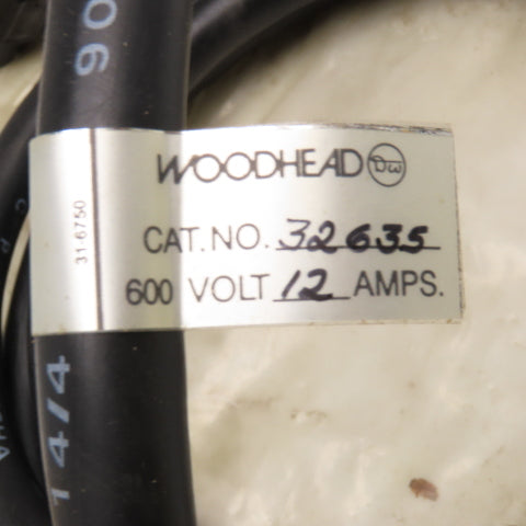 Woodhead 32635 Quick Change Pigtail 14AWG 3 Pole W/ Ground 600V 12A 6'