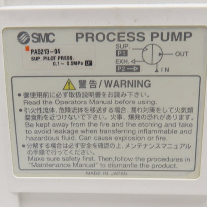 SMC PA5213-04 Compact Pneumatic High Capacity Diaphragm Process Pump