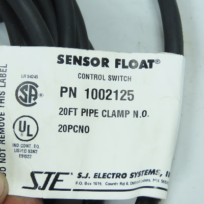 SJE Electro 1002125 20PCN0 Sensor Float Mini Control Switch 120/230VAC 1PH