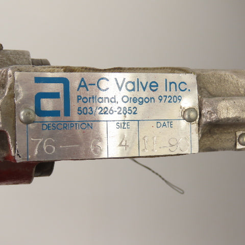 A-C 76-6 4" Stainless Steel 8-Bolt Lug Mount Gate Knife Valve