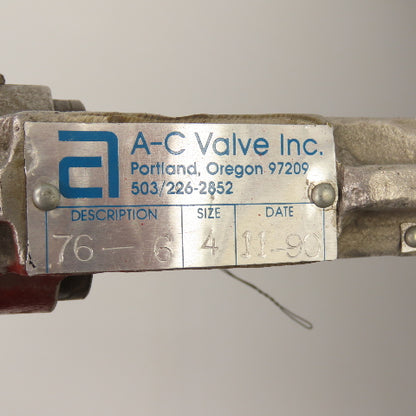 A-C 76-6 4" Stainless Steel 8-Bolt Lug Mount Gate Knife Valve