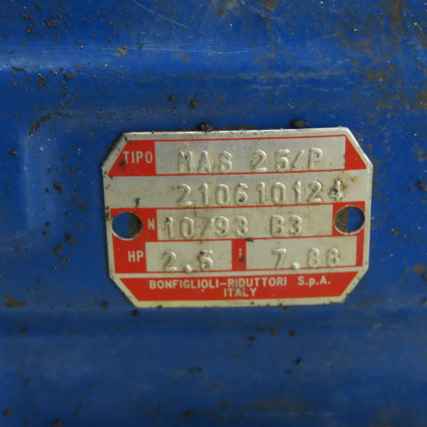Bonfiglioli Riduttori MAS 25/P 7.88:1 Ratio Inline Gear Reducer 2.5HP 10/93 B3