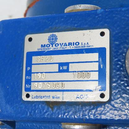 Motovario SF20 Gear Motor 1.5HP 230/460V n2:190 Nr: 9075068
