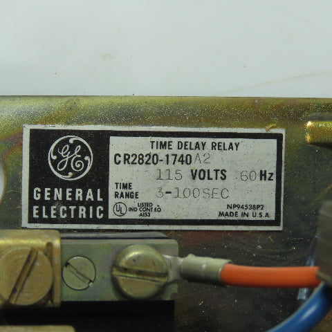 General Electric CR2820-1740A2 Time Delay Relay 115V 60HZ 3-100 Sec