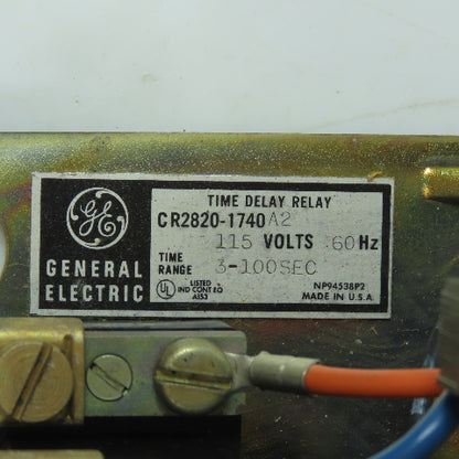 General Electric CR2820-1740A2 Time Delay Relay 115V 60HZ 3-100 Sec