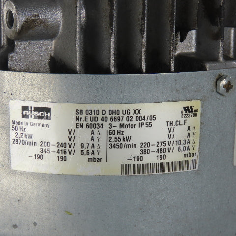 Busch SB 0310 D 0H0 UG XX 2.2KW Side Channel Regenerative Blower 230/460V 3PH