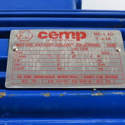 Cemp EEX-De 11BT4 EE90L6 1.10kW AC Electric Motor 1122RPM 280/480V 3PH Tested