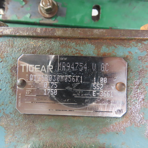 Dodge Q175B030M056K 30:1 .5HP Left Hand Gear Motor 57RPM Out 230/460V 552 Torque