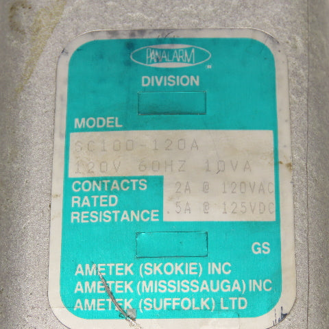 Ametek SC100-120A Panelarm Plug In Relay 120V 60Hz 125VDC