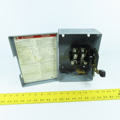 Square D D221N 30A 240VAC 2 Pole Non-Fusible Safety Disconnect Switch NEW