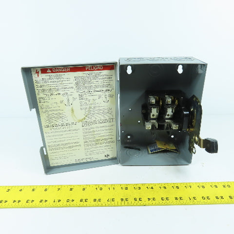 Square D D221N 30A 240VAC 2 Pole Non-Fusible Safety Disconnect Switch NEW