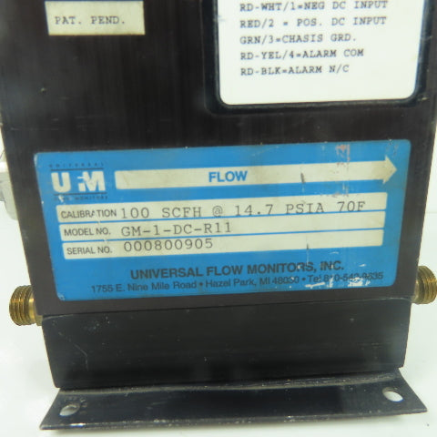 Flow Stream GM-1-DC-R11 Universal Flow Monitors 100 SCFH 14.7 PSIA 70F