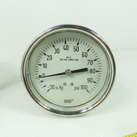 Wika 232 54 4" Pressure Guage -30 in.Hg To 100 PSI 1/2" NPT/LBM