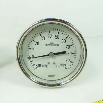 Wika 232 54 4" Pressure Guage -30 in.Hg To 100 PSI 1/2" NPT/LBM