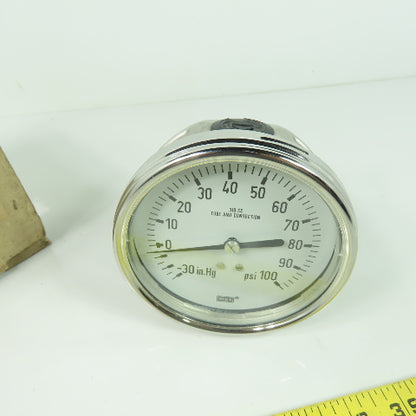 Wika 232 54 4" Pressure Guage -30 in.Hg To 100 PSI 1/2" NPT/LBM
