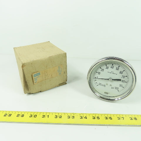 Wika 232 54 4" Pressure Guage -30 in.Hg To 100 PSI 1/2" NPT/LBM