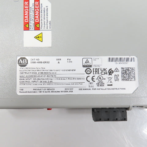 Allen Bradley 2198-H008-ERS2 Ser A FW 7.013 Kinetix 5500S2 Servo Drive (Clean)