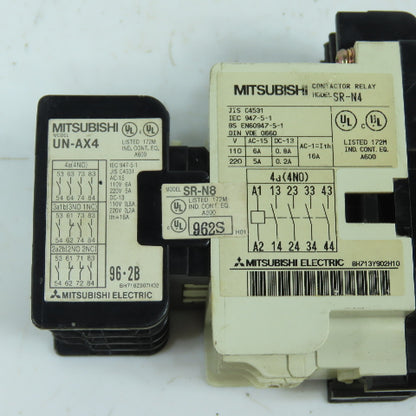 Mitsubishi SR-N4 Power Contactor Relay 120V Coil W/ UN-AX4 Aux Block