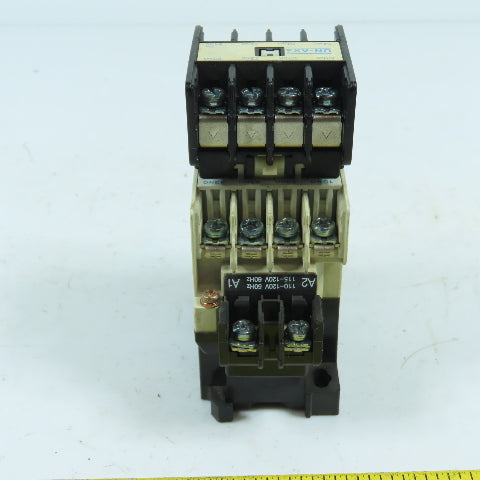 Mitsubishi SR-N4 Power Contactor Relay 120V Coil W/ UN-AX4 Aux Block