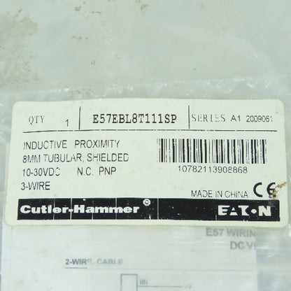 Eaton Cutler Hammer E57EBL8T111SP Inductive Proximity Sensor 8mm Tubular 10-30V