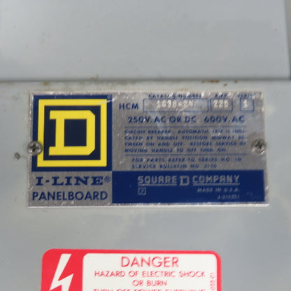 Square D 1438-2N 225A I-Line Panelboard 250V AC/DC 600VAC Series 1