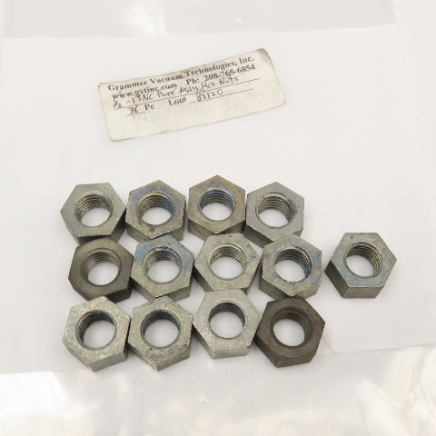 Grammer Vacuum Tech. 1/2"-13 NC Pure Molybdenum Hex Nuts Lot Of 13