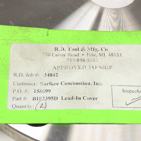 Enlin B182395D 1-3/4" Bore x 11" OD 8 Bolt Stainless Steel Lead In Cover
