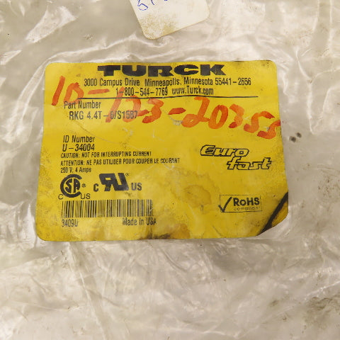 Turck RKG 4.4T-6/S1587 Eurofast 250V 4 Position Cable 4m