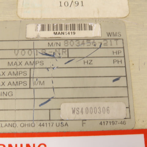 Reliance 803456-21T 1Ph Field Power Supply Module Missing Cover