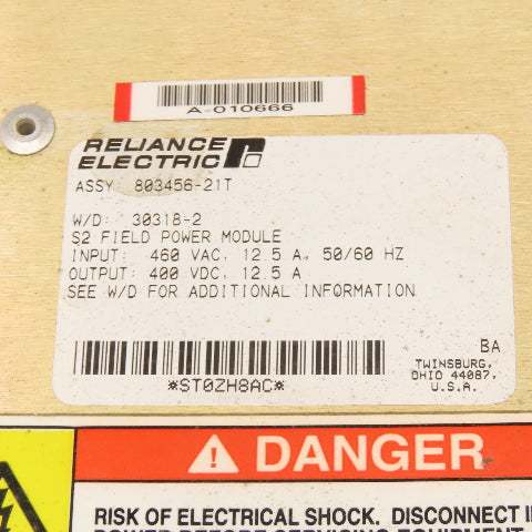 Reliance 803456-21 480VAC Input 400VDC Output Field Power Supply Module