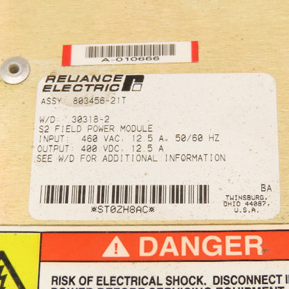Reliance 803456-21 480VAC Input 400VDC Output Field Power Supply Module
